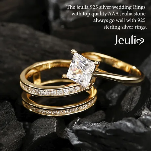 Miniatura 3 de Jeulia Anillo de compromiso con circonita cúbica grabada de 4.37 quilates para mujer, anillo de compromiso de plata de ley solitario de circonita