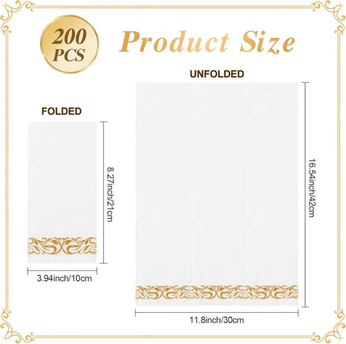 Miniatura 4 de Goodluck Paquete de 200 unidades de toallas de invitados con tacto de lino desechables – Toallas de mano de papel suaves y absorbentes para baño