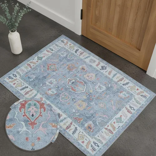 Fame Rugs Tapete moderno Oushak, vintage turco, estilo oriental antiguo, plegable, lavable, para sala de estar y dormitorio, (381LB, 2 pies x 3