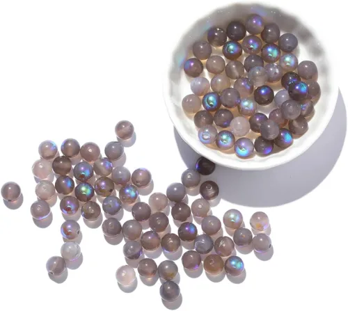100 cuentas de piedra natural de color AB de 0.236 pulgadas (0.236 in) con piedras preciosas redondas espaciadoras sueltas para hacer joyas,