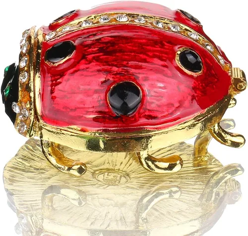 YU FENG Caja de Baratija de Figurita de Mariquita con Bisagras, Cristales Joyeros, Pequeños y Lindos Animales, Cajas de Joyería Coleccionables