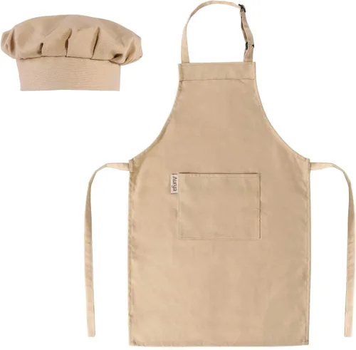 Miniatura 12 de Juego de delantal y gorro de chef para niños - Delantal infantil ajustable para niños y niñas para cocinar, hornear, vajilla