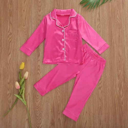 Miniatura 120 de Conjunto de pijama de manga larga con botones para niña pequeña, conjunto de ropa de dormir