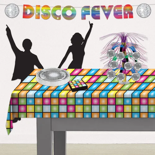 Miniatura 5 de Beistle Mantel de discoteca, 54 x 108 pulgadas, mantel de plástico, mantel rectangular, fundas para fiestas, decoraciones de fiestas, temas groovy