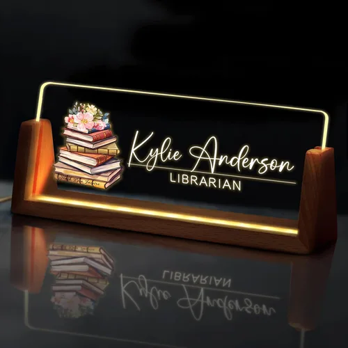Miniatura 9 de Placa de nombre personalizada con luz para escritorio, placa de nombre personalizada para escritorio con logotipo, regalo de apreciación
