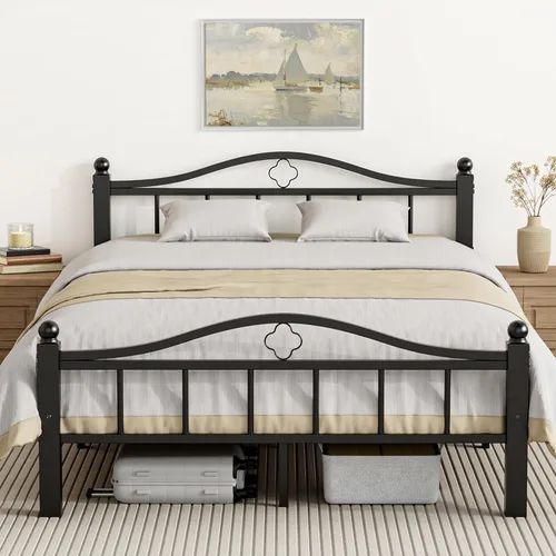 Miniatura 9 de Marcos de cama individuales de metal, diseño sin ruido y almacenamiento debajo de la cama, marcos de cama resistentes con cabecero, no necesita