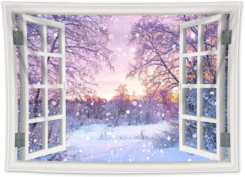 Miniatura 16 de HVEST Tapiz navideño de invierno para colgar en la pared, muñeco de nieve divertido con sombrero azul y tapices de regalo de Navidad, tapiz de pino