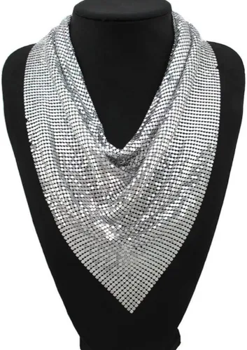 Miniatura 4 de MANILAI - Collar de metal grueso para mujer, gargantilla estilo babero