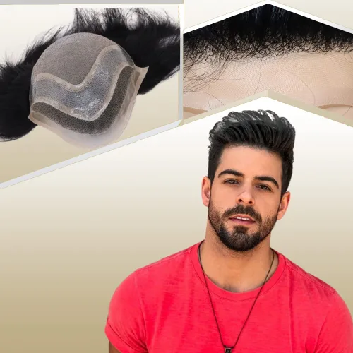 Toupee para hombres, piezas de cabello 100% europeo, sistema de reemplazo de cabello humano virgen de 10 x 8 pulgadas, mono encaje con poliuretano