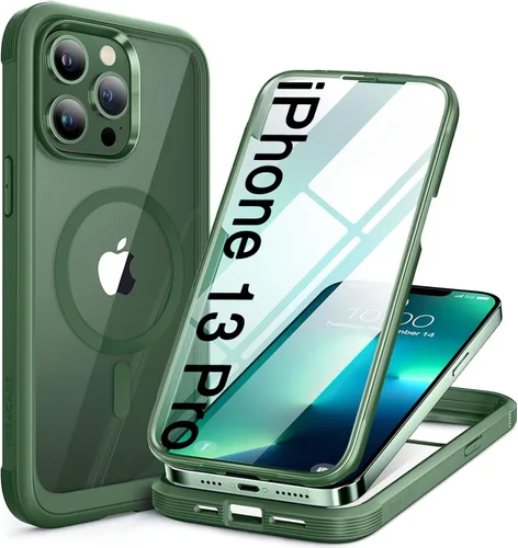 Miniatura 218 de Miracase Funda para iPhone 13 de 6.1 pulgadas, [sin burbujas] funda de teléfono de cuerpo completo con pantalla de vidrio completa integrada, sin