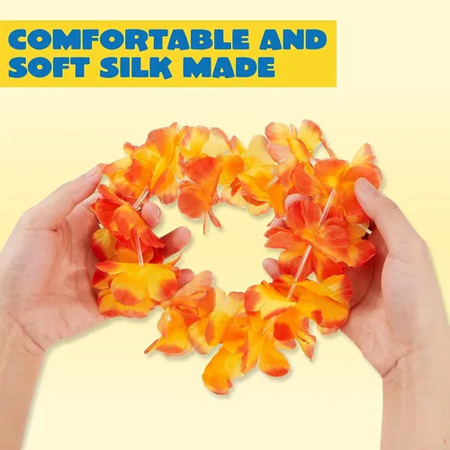 Miniatura 2 de JOYIN Juguete de 12 unidades de leis hawaianos a granel, flor tropical Lei hawaiana Lei playa Hawaii Luau recuerdos de fiesta decoración suministros