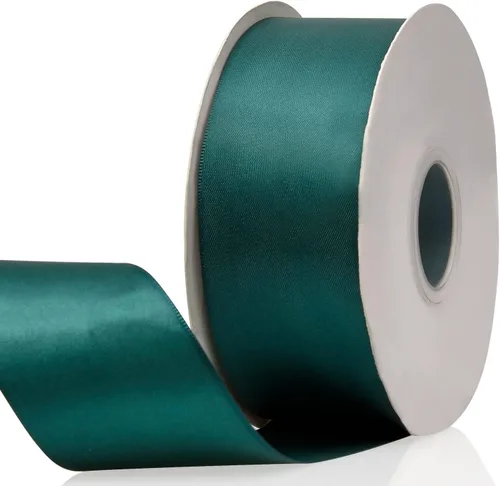 Miniatura 93 de Cinta de satén de doble cara verde manzana de 1-1/2 x 50 yardas, rollos de cinta de tela de alta densidad de color sólido, ideal para envolver