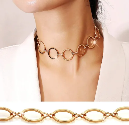 Miniatura 2 de Suyi - Gargantilla simple geométrica circular a la altura de la clavícula, para mujeres y niñas