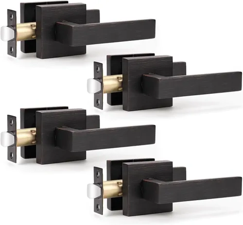 Miniatura 17 de KNOBWELL Paquete de 1 manija de puerta interior negra para uso en interiores, reversible para izquierda y derecha sin llave Negro