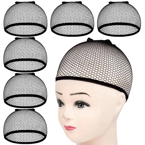 MORGLES 6 gorras de peluca antideslizantes, de malla negra, para mujeres y hombres, red de cabello tejido de malla cerrada Negro