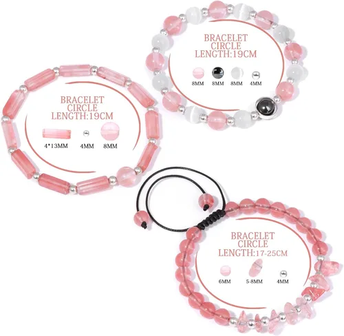 Miniatura 5 de Risyfjew Pulseras de amatista para mujer, pulsera de cuentas curativas de piedra natural, alivio del estrés y la ansiedad, cristales de sandía
