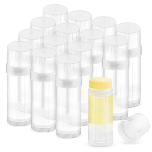 Paquete de 15 recipientes de desodorante de plástico de 2 oz/2.0 fl oz, recipiente de tubo sólido redondo vacío para desodorante casero, barra de