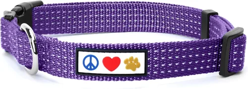 Miniatura 34 de Pawtitas - Collar reflectante para perro - Nombre y número de teléfono personalizados, ajustable para perros pequeños y cachorros - Morado Púrpura