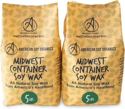American Soy Organics Perlas de Soja 100% del Medio Oeste para Hacer Velas - Suministros Naturales - Libre de Parafina, Libre de Cera de Abeja, Cera