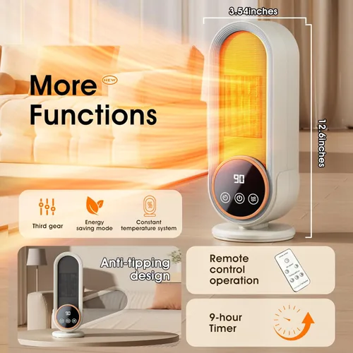 Miniatura 6 de Calentador de espacio para interiores - Calentador portátil de eficiencia energética con termostato ajustable, tecnología de cerámica de Púrpura