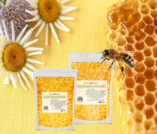 Miniatura 4 de Aroma Depot Pellets de cera de abeja amarilla de 4 onzas, 100% cera de abejas pura natural, 3 filtradas, ideal para piel, cara y cuerpo, ideal