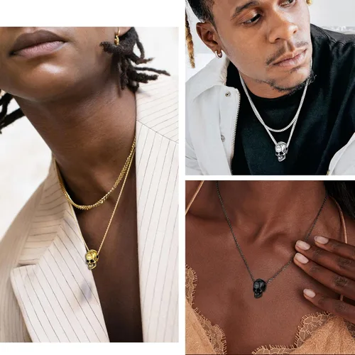 Miniatura 2 de Bestyle Collar con colgante de calaveralobo, cadena gótica para hombres y niños, gran estilo novedoso, joyería de declaración para fiesta casual