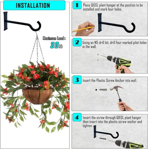 Miniatura 18 de QIEGL Soporte colgante para plantas de 6 pulgadas, gancho de metal para plantas, gancho de pastor decorativo para colgar linternas, comedero
