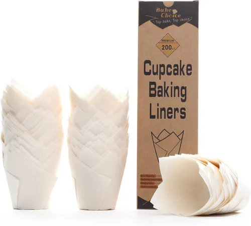 Miniatura 12 de Bake Choice Nordic Paper 200 unidades de forros de tulipán marrón para magdalenas, tamaño estándar, papel pergamino de la UE, forros de tulipán