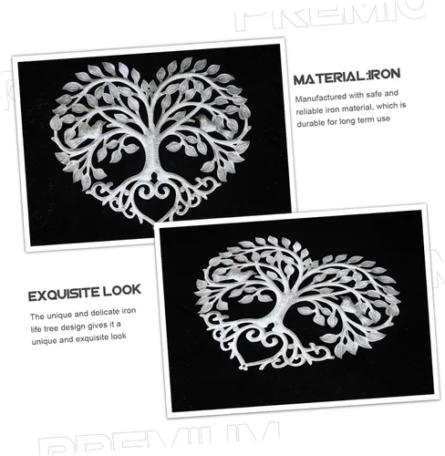 Miniatura 5 de GANAZONO Árbol de la vida, decoración de pared, decoración para el hogar, plantas, decoración de corazón, árbol de metal, escultura de árbol
