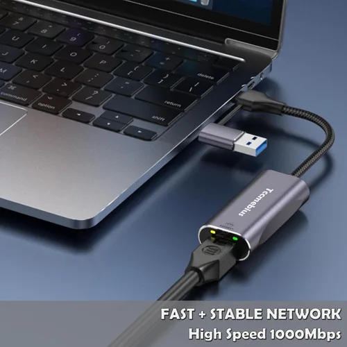 Miniatura 2 de Adaptador Ethernet USB, 2 en 1 USB C/USB 3.0 a RJ45 1000Mbps Gigabit Ethernet Adaptador de red LAN para MacBook Pro/Air, iPad Pro, iPhone15/15Pro