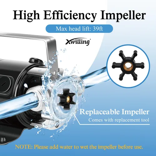 Miniatura 2 de Bomba de agua eléctrica de 120 V, bomba de utilidad de 330 GPH, 1/10 HP para barril de lluvia, manguera de jardín, estanques, piscinas, acuarios