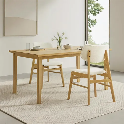 Miniatura 18 de KISLOT Rattan Dining Chairs Set of 4, Upholstered Modern Dining Room Chairs, Mid Century Oak Wood Kitchen Chairs with Rattan Backrest for Farmhouse