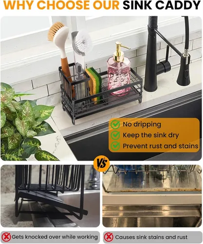 Miniatura 3 de Organizador de fregadero de cocina con bandeja de fregadero de piedra de diatomita absorbente de agua, organizador de fregadero de secado rápido
