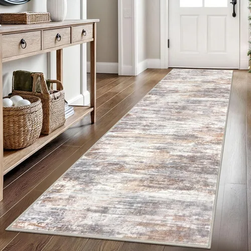 Miniatura 38 de KOZYFLY – Alfombra de pasillo moderna y lavable de diseño abstracto verde, 2 x 5 pies, antideslizante, suave y de pelo corto, ideal para cocina