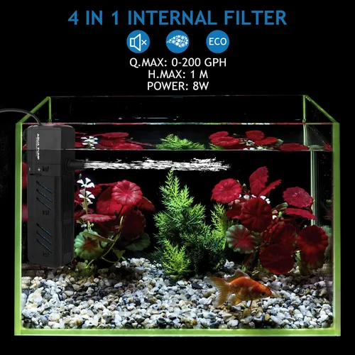 Miniatura 2 de Filtro interno sumergible para acuario de 15 W, filtro ajustable para pecera con bomba de agua de 400 GPH para peceras de 150-300 galones