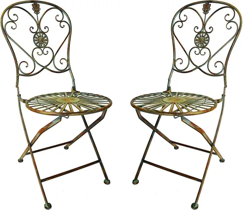 Westcharm Silla plegable de metal para exteriores para patio exterior con diseño de cola de pavo real, juego de 2
