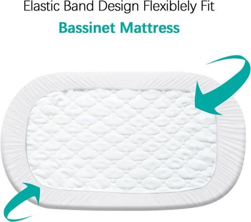 Miniatura 5 de Funda impermeable para colchón de moisés, se adapta a moisés UPPAbaby de 13 x 30 pulgadas y cuna Snoo Smart Sleeper, ultra suave, transpirable