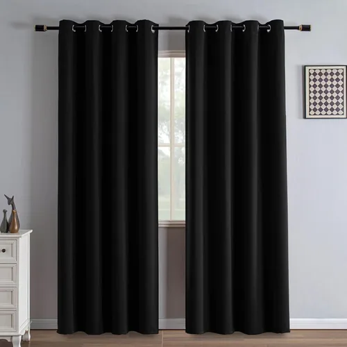 Miniatura 78 de IGEMAEVE Cortinas 100% opacas de 108 pulgadas de largo para dormitorio, juego de 2 paneles de cortinas opacas con bolsillo para barra y pestaña