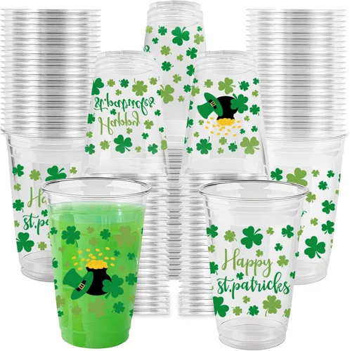 Miniatura 9 de 60 piezas Tazas del 4 de julio, vasos de plástico patrióticos de 16 oz con estrellas rojas, blancas y azules, decoraciones para suministros