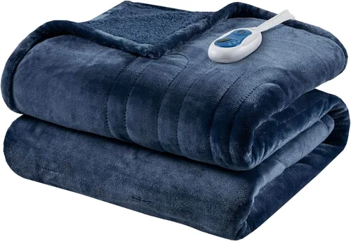 Miniatura 40 de Beautyrest Manta térmica, manta eléctrica, suave, cálida y reversible, manta térmica Sherpa para oficina, sofá, 3 ajustes de calor, apagado