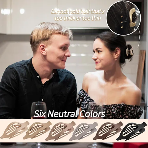 Miniatura 4 de 6 Paquetes de Pinzas Planas en Forma de Garra para Mujeres, Pinza de Cabello Plana Concord Francesa, Pinzas de Cabello Curvas Mate en Forma de Garra