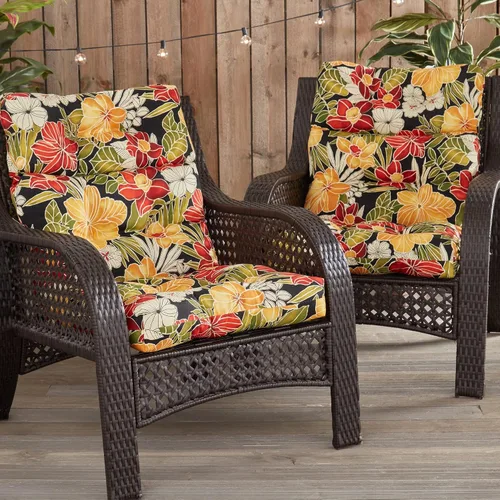 Miniatura 2 de South Pine Porch Cojín para silla de respaldo alto al aire libre (juego de 2), Aloha Black Floral