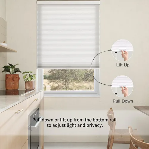 Miniatura 5 de MYshade Persianas celulares sin cordones para ventanas de interior, con celda de panal, de 1.5 pulgadas, tela transparente de acordeón, fácil