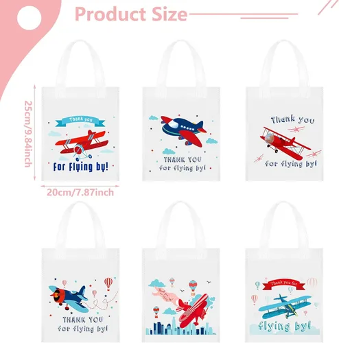 Miniatura 4 de Ferraycle 24 bolsas de regalo de fiesta de avión con asas, bolsas de regalo de avión con asas, suministros de cumpleaños, cajas de golosinas, base