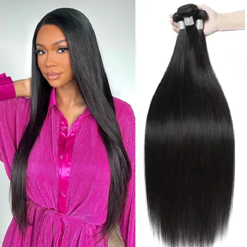 Miniatura 34 de Beautymoon Paquetes de cabello liso negro jet 4 manojos, cabello humano brasileño 14 16 18 20 pulgadas, 100% cabello virgen sin procesar liso, 4