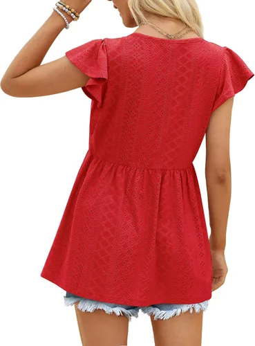 Miniatura 4 de NIASHOT Camisetas para mujer, lindas babydoll casual, peplum holgado, túnica