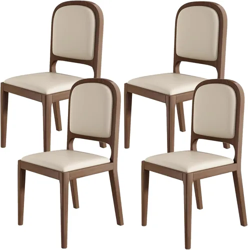 Miniatura 21 de Leather Seat Dining Room Chair with Back, Wooden Dining Chairs Set Kitchen Chair, Dining Room Chairs Armless Seat for Kitchen Living Room Black+khaki