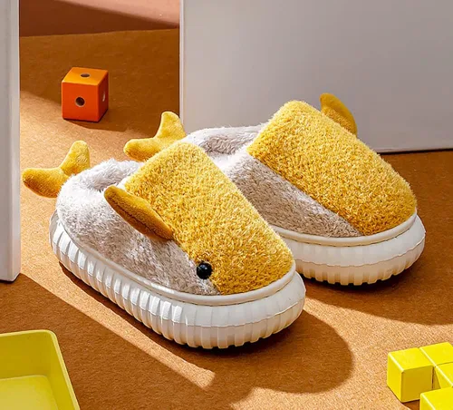 Miniatura 2 de Cozomiz Pantuflas para niños y niñas, lindas pantuflas de delfín para invierno, con forro de piel sintética, cálidas, antideslizantes
