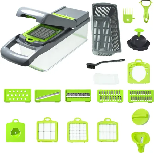 Picador de verduras – Cuchillas de acero inoxidable resistentes al óxido para cortar, cortar en cubitos y picar sin esfuerzo – Base antideslizante y