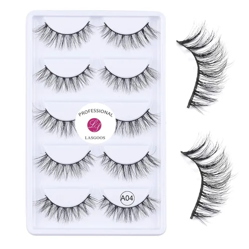 Miniatura 4 de Pestañas postizas 100% visón siberiano, pestañas falsas 3D, de desorden natural, volumen grueso, pestañas postizas 5 pares/caja, Negro